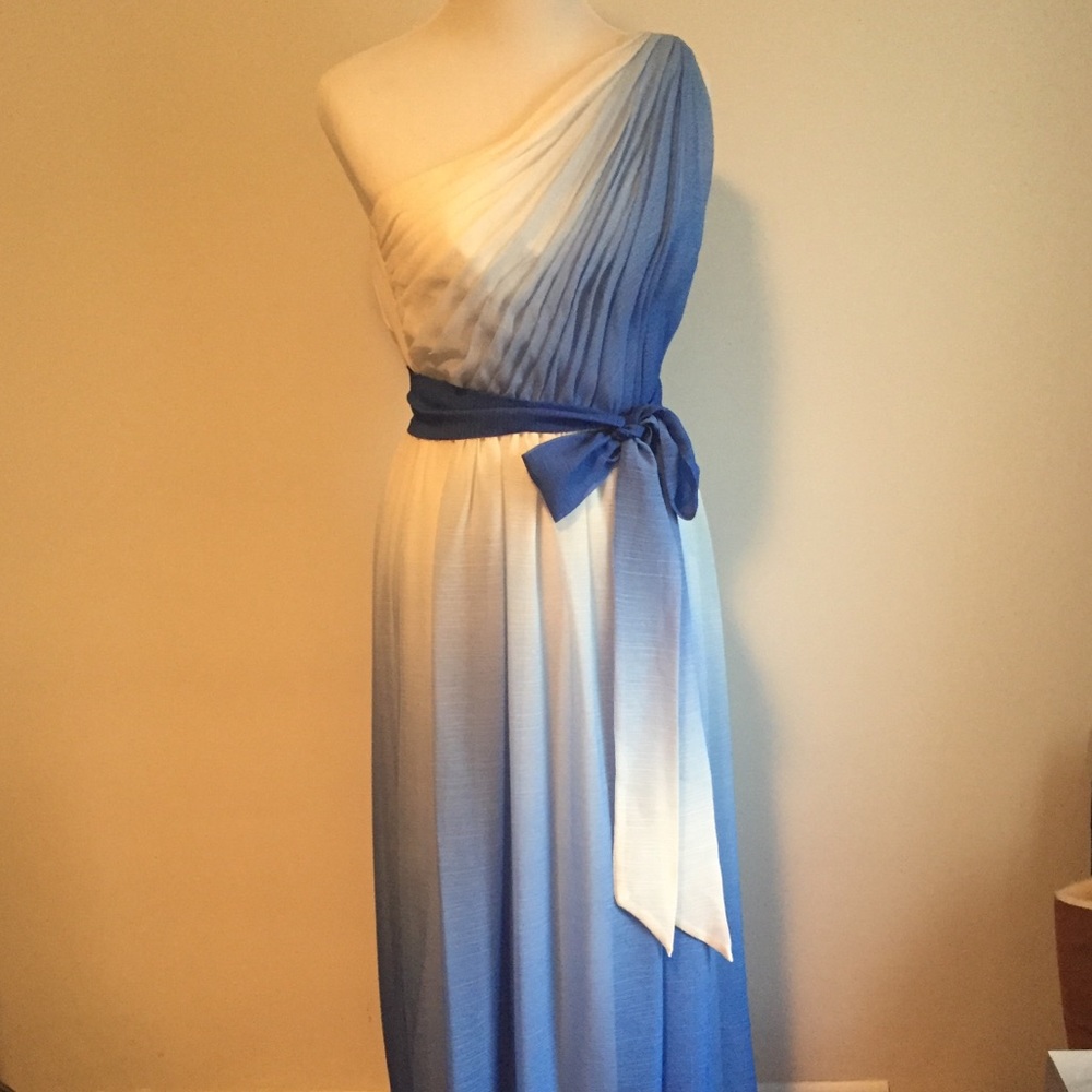 Cobalt ombré full length Grecian style dress 4L